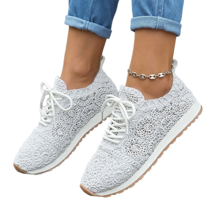 Damen Leichte Sneaker mit Häkelspitzen-Obermaterial und profilierter Gummisohle Drune