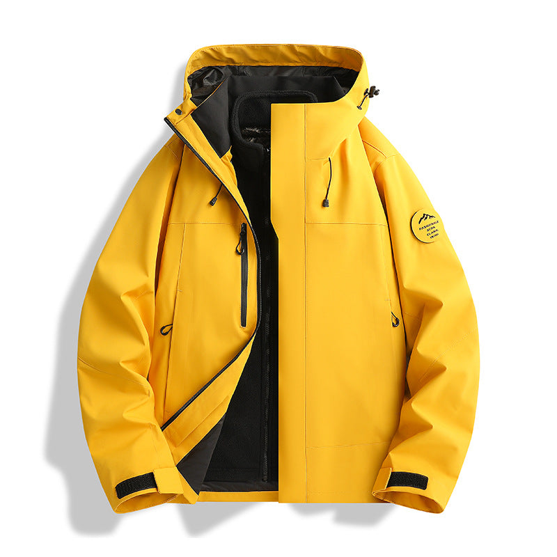 Herren Atmungsaktive, Wasserdichte Softshell-Jacke mit Fleecefutter und Kapuze Drune