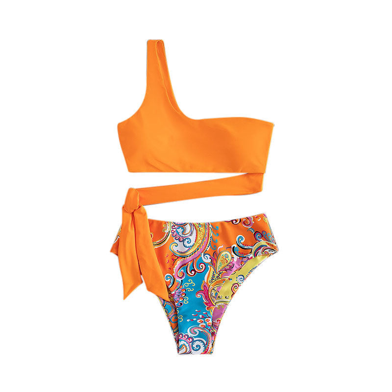 Damen einseitiger Bikini mit verspieltem Wickelbund Drune