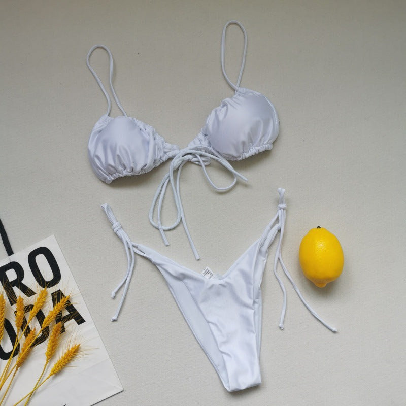 Damen Triangel-Bikini mit verstellbaren Schnürungen und kontrastierenden Akzenten Drune