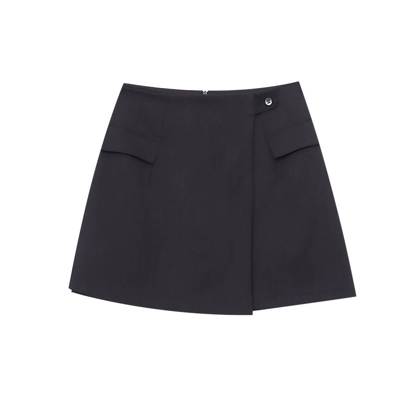Damen eleganter Kurzrock mit seitlichen Taschen und modernem Schnitt Drune