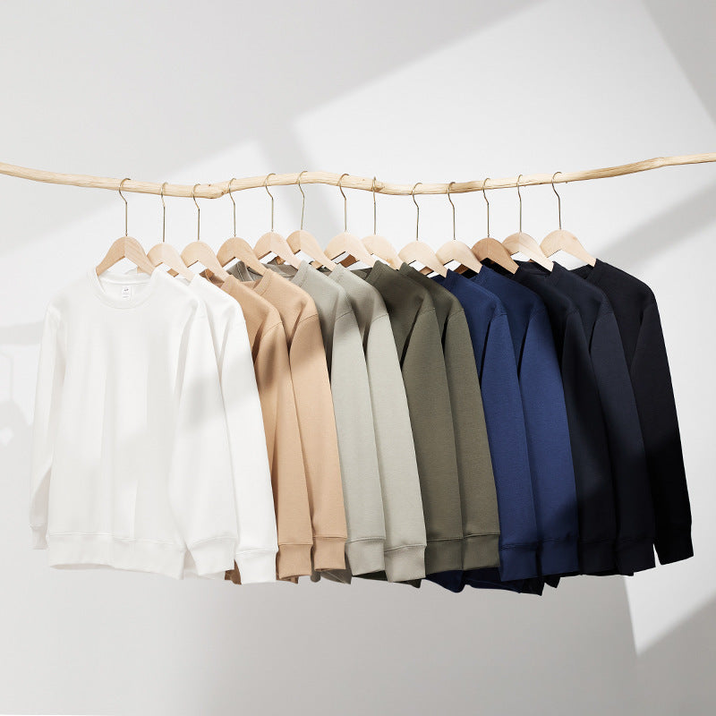 Unisex Minimalistisches Baumwoll-Sweatshirt mit Rundhals, Rippbündchen & Relaxed Fit Drune
