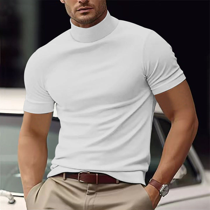 Herren Kurzarm Turtleneck T-Shirt Drune