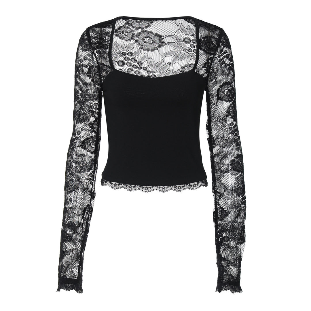 Damen Elegantes Oberteil mit Spitzendetails Drune