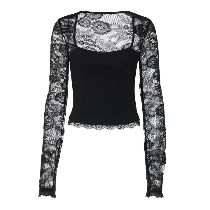 Damen Elegantes Oberteil mit Spitzendetails Drune