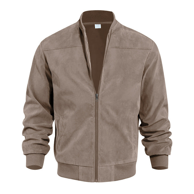 Herren nan Velourslederoptik-Blouson mit durchgehendem Reißverschluss, geripptem Bund und Eingrifftaschen Drune