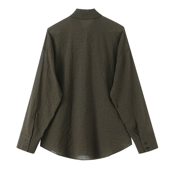 Damen Oversize-Bluse mit Schleifenkragen und feinem Vichy-Karo Drune