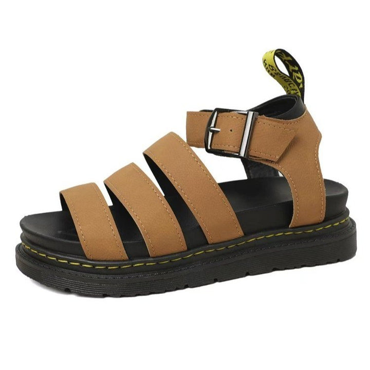 Damen modische Riemensandalen mit verstellbarem Verschluss und robustem Profil Drune