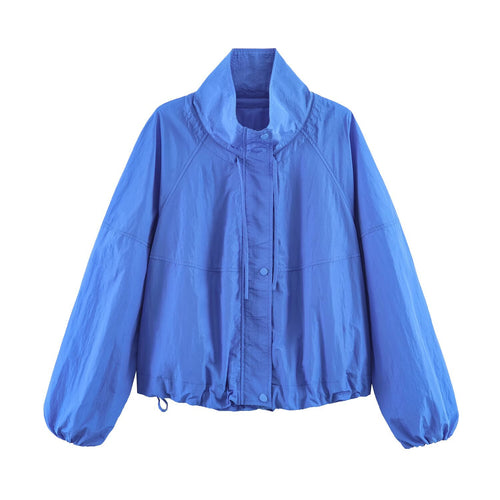 Damen Leichte Windbreakerjacke mit hohem Stehkragen, Tunnelzugsaum und Raglanärmeln Drune