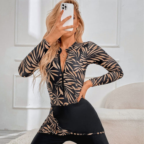 Damen modischer Sportanzug mit Zip und lässiger Passform Drune