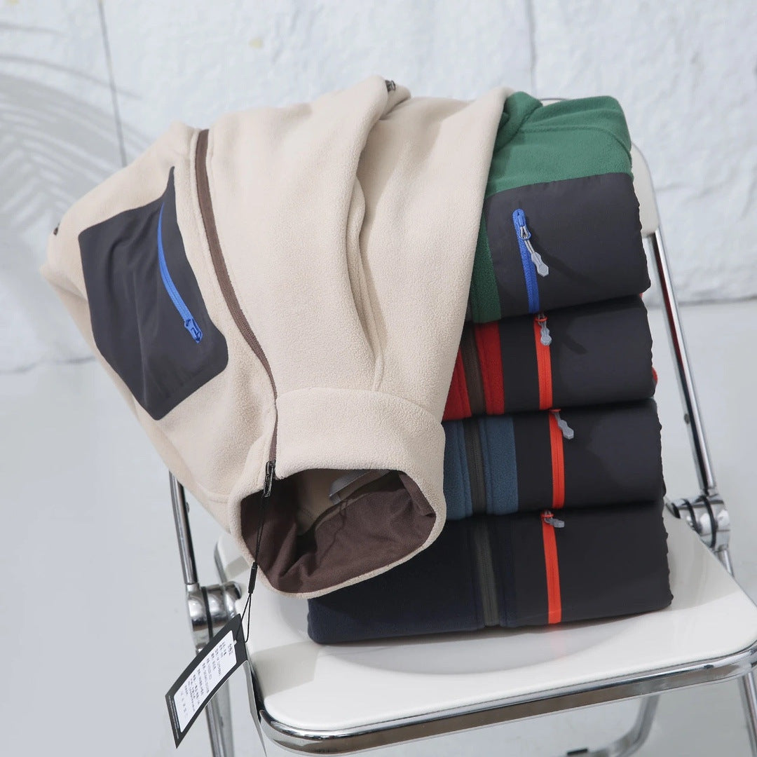 Damen Fleecejacke mit funktionalen Taschen und hohem Kragen Drune