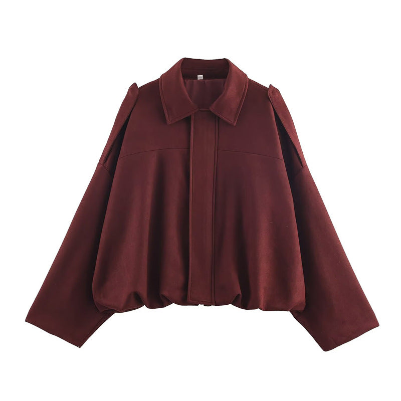 Damen Cropped Bluse mit voluminösen Ärmeln Drune
