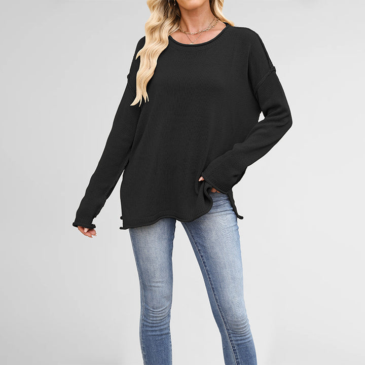 Damen gemütlicher Strickpullover mit weitem Schnitt Drune