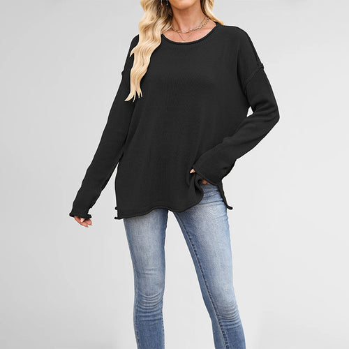 Damen gemütlicher Strickpullover mit weitem Schnitt Drune