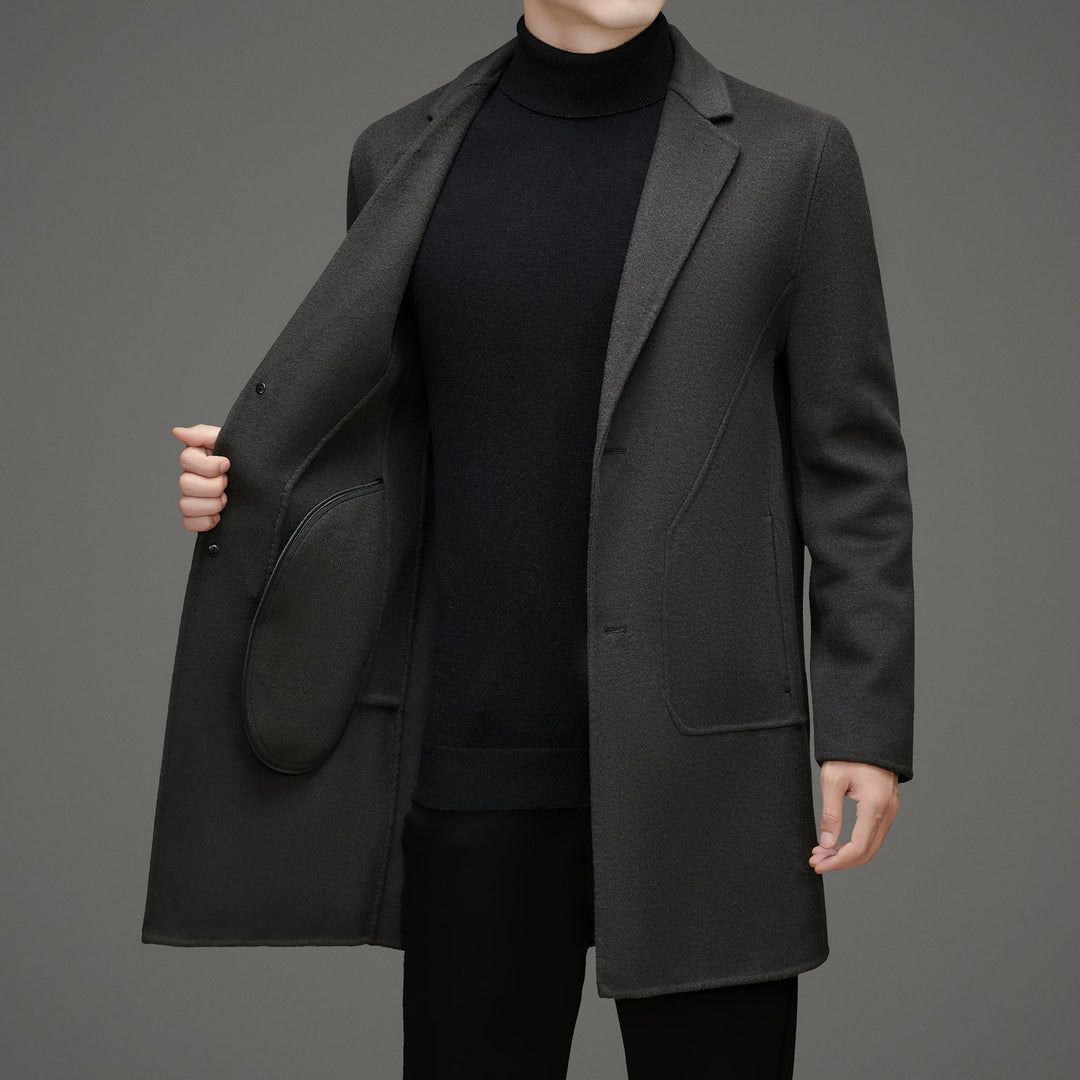 Herren eleganter Wollmantel mit praktischen Taschen und klassischem Schnitt Drune