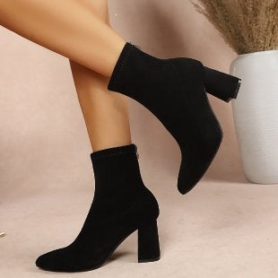 Damen Elegante Ankle Boots mit Blockabsatz Drune