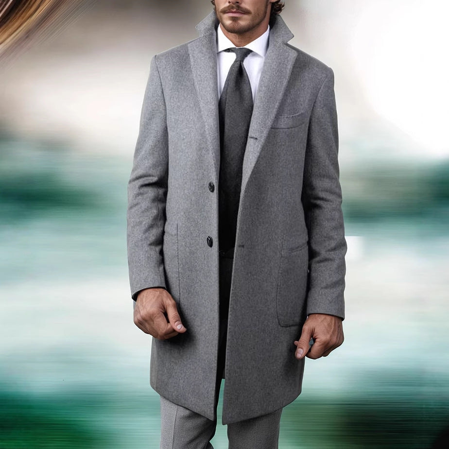 Herren eleganter Baumwolltrenchcoat mit edlen Taschen und modernem Schnitt Drune