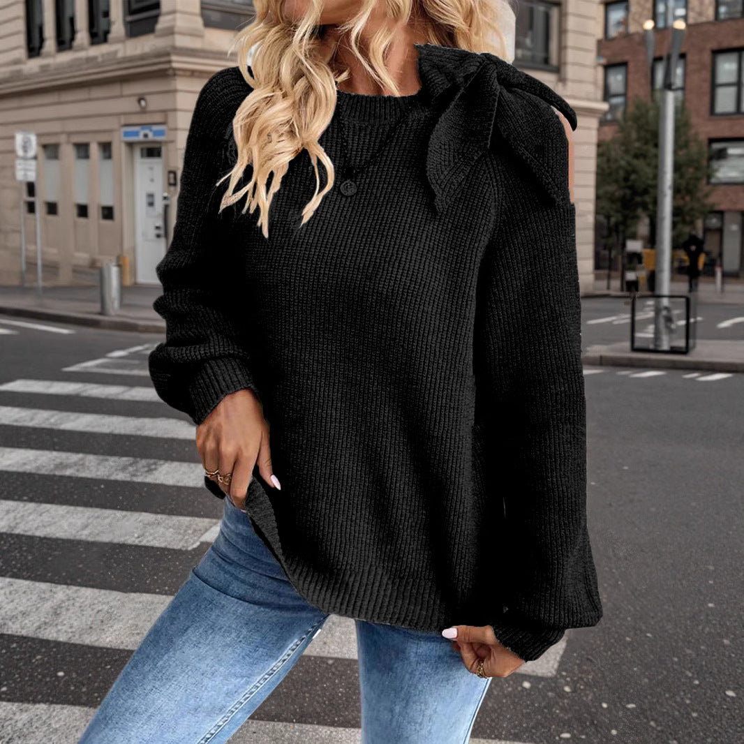 Damen lässiger Pullover mit besonderem Schulterdesign Drune