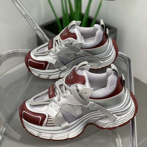 Damen Futuristische Wedge-Chunky-Sneaker mit Mesh‑Einsätzen und verstärkter Profilsohle Drune