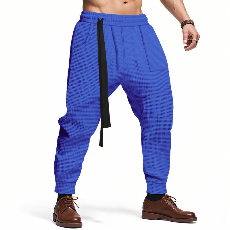 Herren Bequeme Waffelstruktur Jogginghose mit Kordelzug Drune