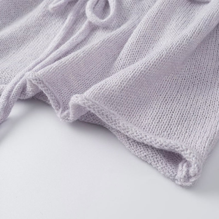 Damen Rüschen-Strickcardigan mit V‑Ausschnitt und Tunnelzugtaillierung Drune