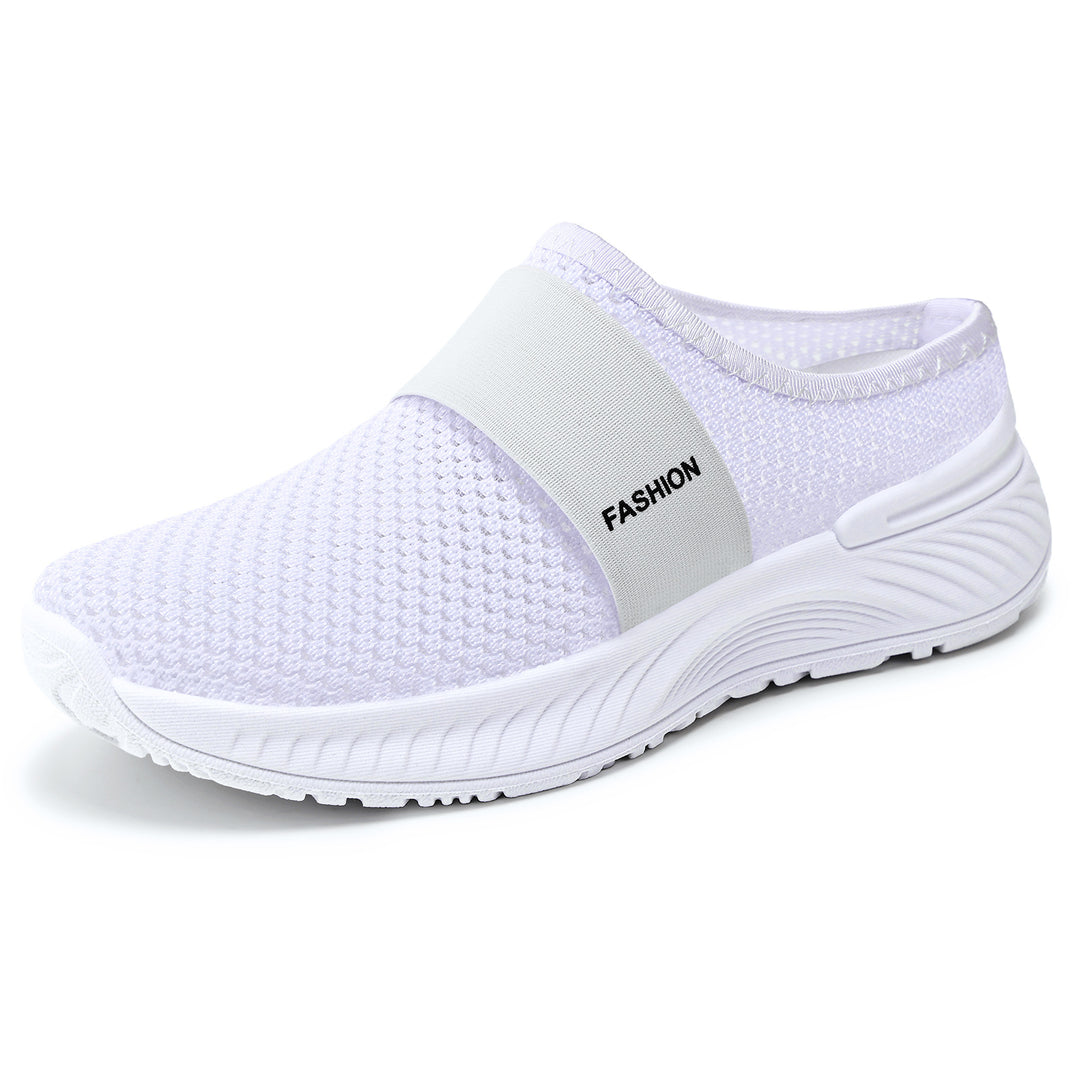 Damen nan atmungsaktive Strick-Slipper mit elastischem Mittelriemen und stoßabsorbierender Wellenlaufsohle Drune