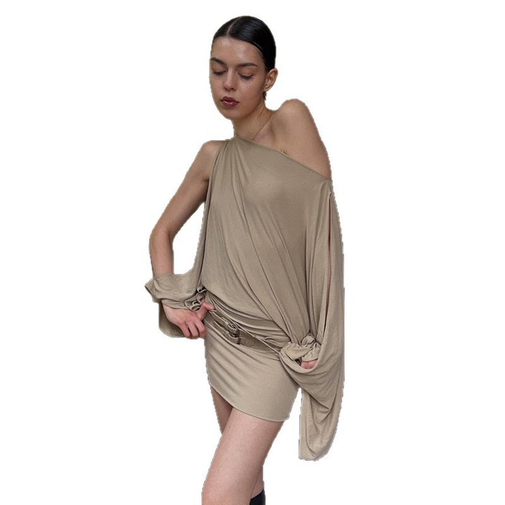 Damen Oversize Tunika mit aufregendem Wickeldesign und großzügigen Ärmeln Drune