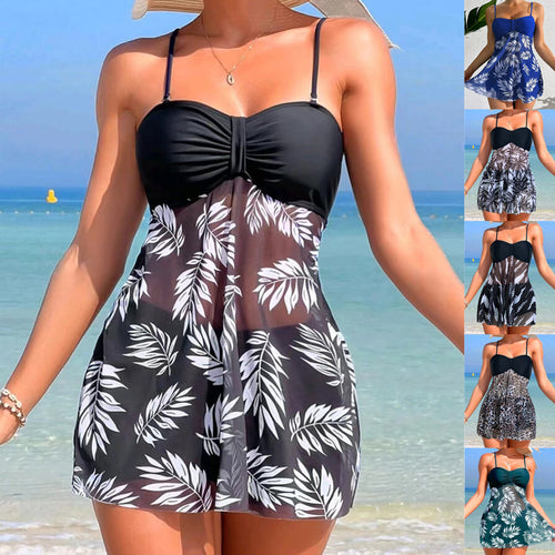 Damen Tankini-Set mit floralem Oberteil und sportlicher Shorts Drune
