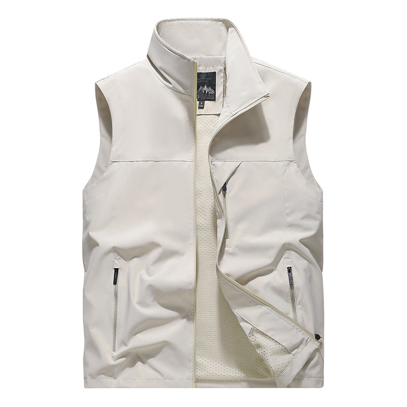 Herren Winddichte Softshell‑Outdoorweste mit belüftetem Mesh‑Innenfutter und verdeckten Reißverschlusstaschen Drune