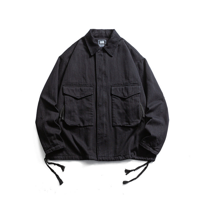 Herren Boxy-Utility-Blousonjacke aus Canvas mit aufgesetzten Pattentaschen und Kordelzugsaum Drune