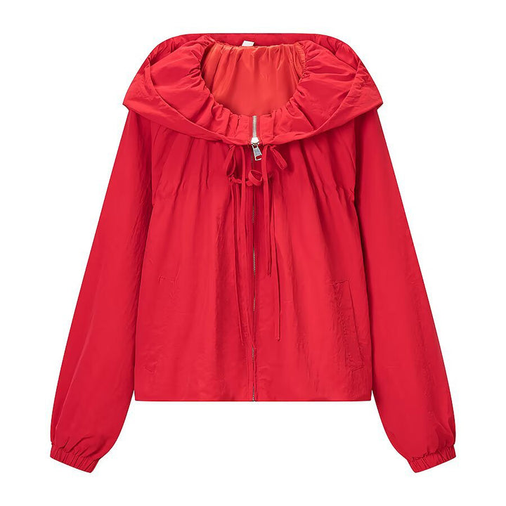 Damen Leichte Kapuzen-Windjacke mit Tunnelzug, Cropped-Schnitt und elastischen Bündchen Drune