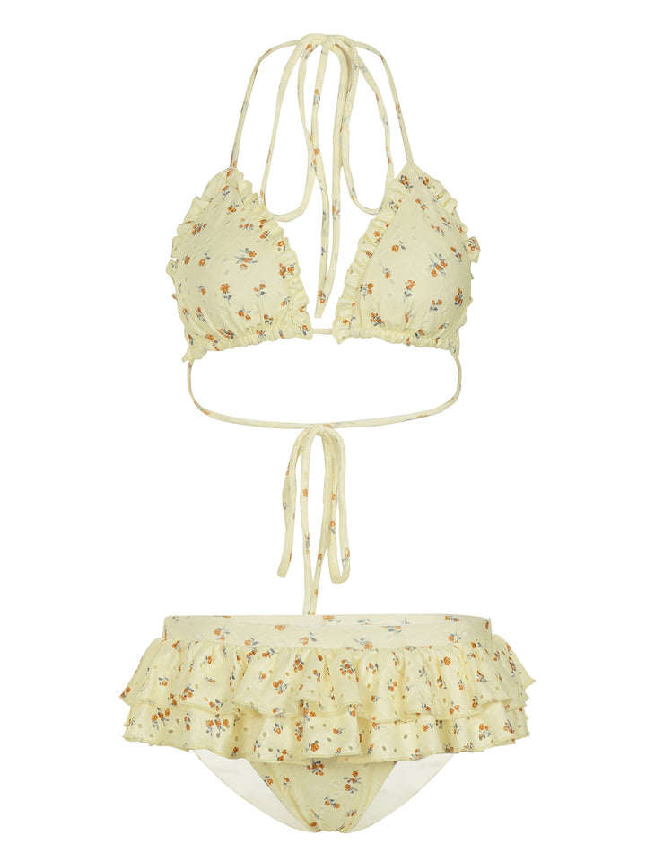Damen florales Bikiniset mit Rüschendetails Drune