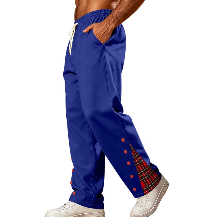 Herren Lockere Jogginghose mit Karo‑Einsatz und Druckknopf‑Details Drune