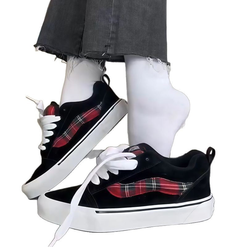 Damen Modische Sneakers mit kariertem Design und bequemem Fußbett Drune