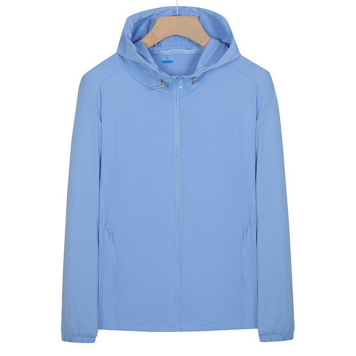 Unisex Leichte wind- und wasserabweisende Kapuzen‑Übergangsjacke mit durchgehendem Reißverschluss, Reißverschlusstaschen & elastischen Bündchen Drune