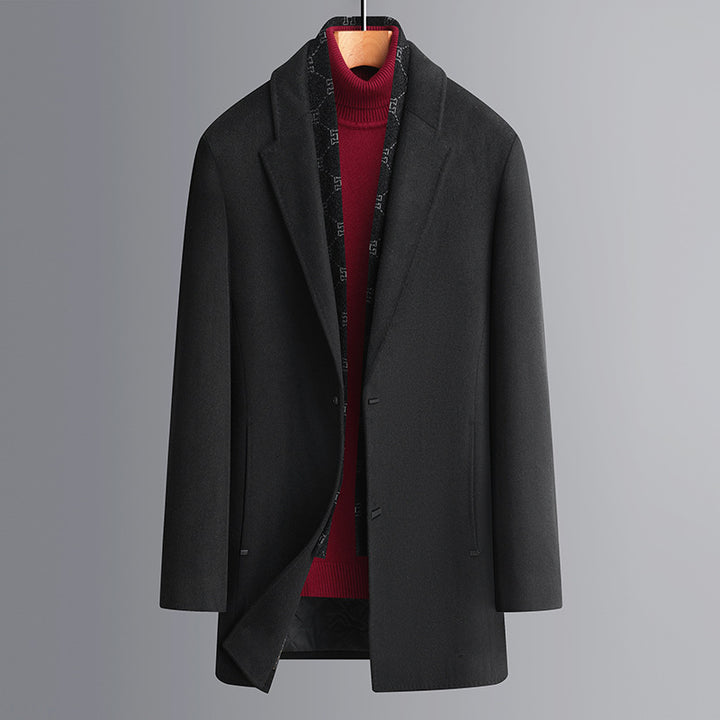 Herren Eleganter einreihiger Wollmix-Übermantel mit schmaler Silhouette Drune