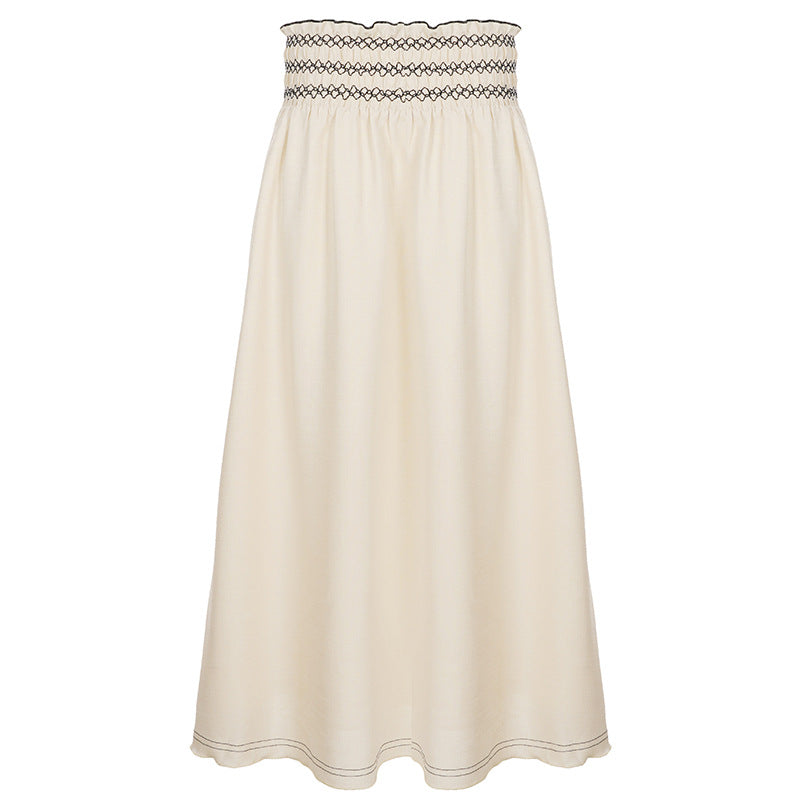 Damen Midirock mit Smokbund hoher Taille und ausgestellter A‑Linie Drune