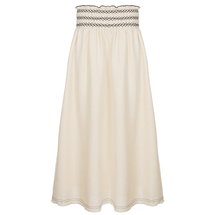 Damen Midirock mit Smokbund hoher Taille und ausgestellter A‑Linie Drune