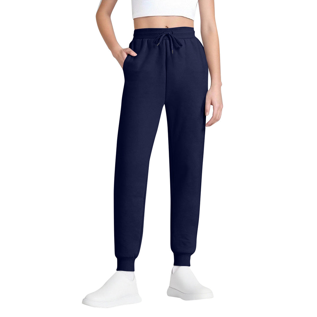 Damen nan schlanke hochgeschnittene Jogginghose mit Tunnelzug, Eingrifftaschen und Bündchen Drune