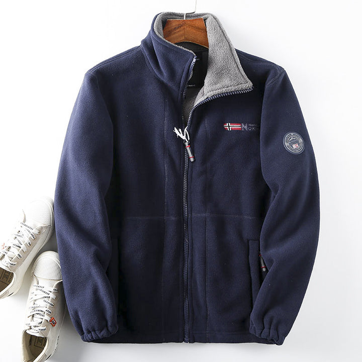 Herren nan Fleecejacke mit hohem Stehkragen, durchgehendem Reißverschluss und elastischen Bündchen Drune