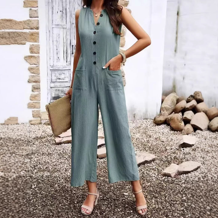 Damen Eleganter Jumpsuit mit Knopfdetails und praktischen Taschen Drune