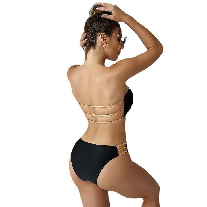 Damen Bandeau-Bikini mit modischem Schnitt und tailliertem Unterteil Drune
