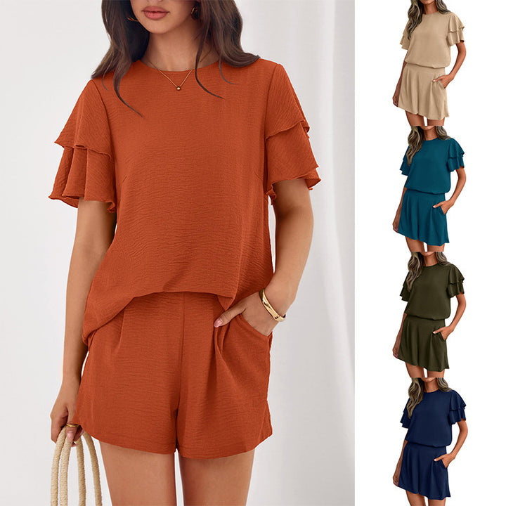 Damen Verspieltes Jumpsuit mit Rüschendetails und seitlichen Taschen Drune