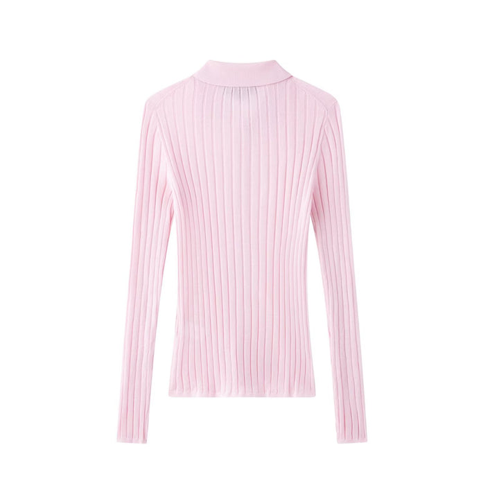 Damen elegante Strickbluse mit feiner Rippstruktur Drune