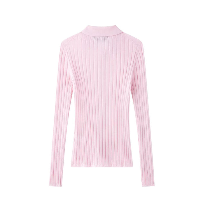 Damen elegante Strickbluse mit feiner Rippstruktur Drune