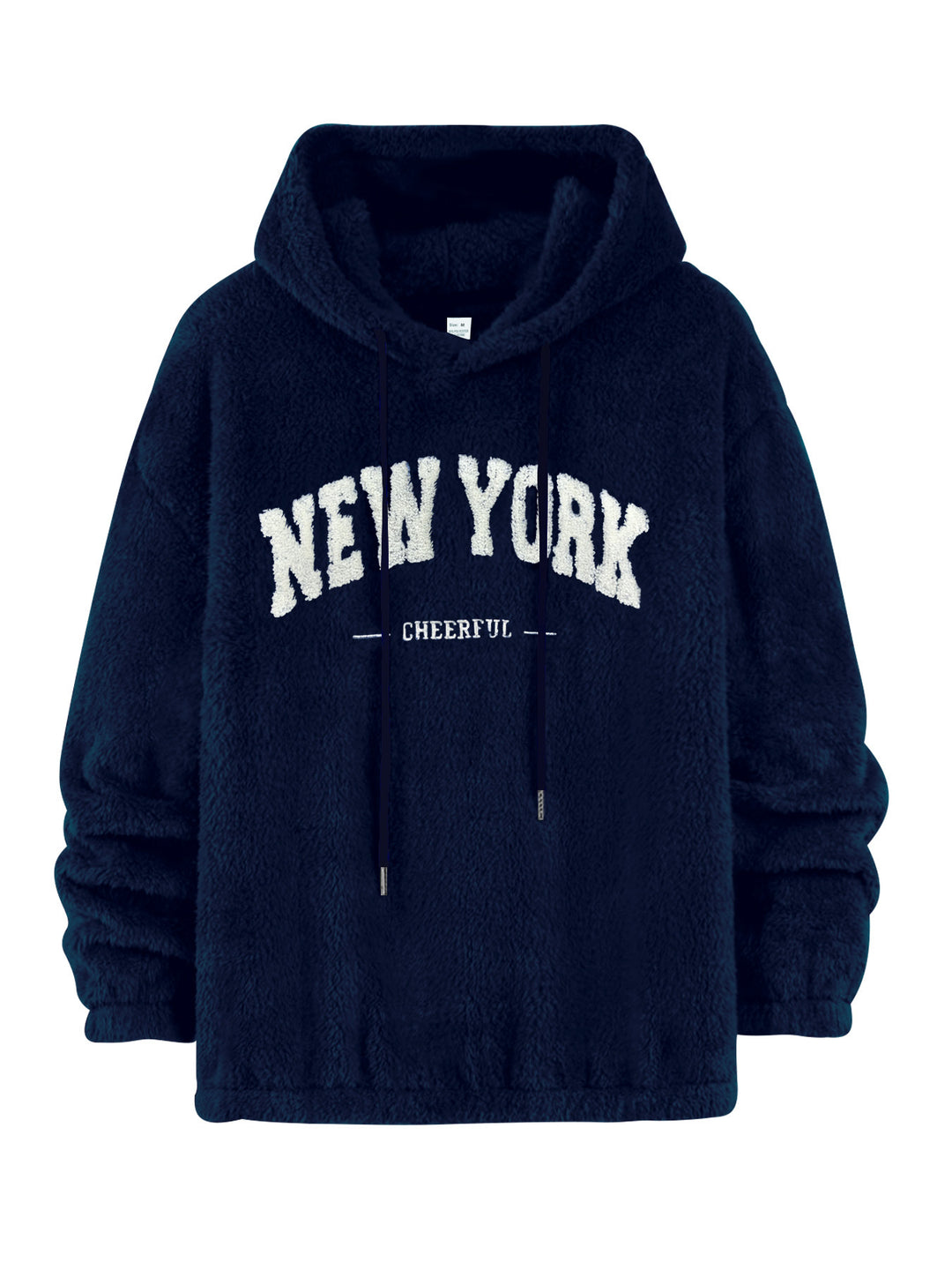 Unisex Kuscheliger Teddy-Fleece-Hoodie mit Chenille-Schriftzug Drune