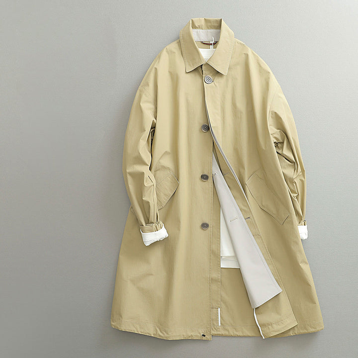 Damen Oversize-Trenchcoat aus atmungsaktivem Baumwollmischgewebe mit verdeckter Knopfleiste Drune