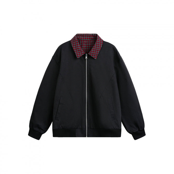 Unisex Wende-Reißverschlussjacke mit kariertem Muster und glatter Rückseite Drune