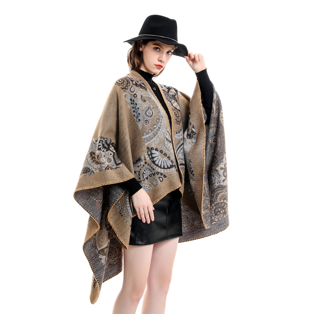Damen Jacquard-Überwurf mit Paisley-Muster und offenem Kimono-Fall Drune