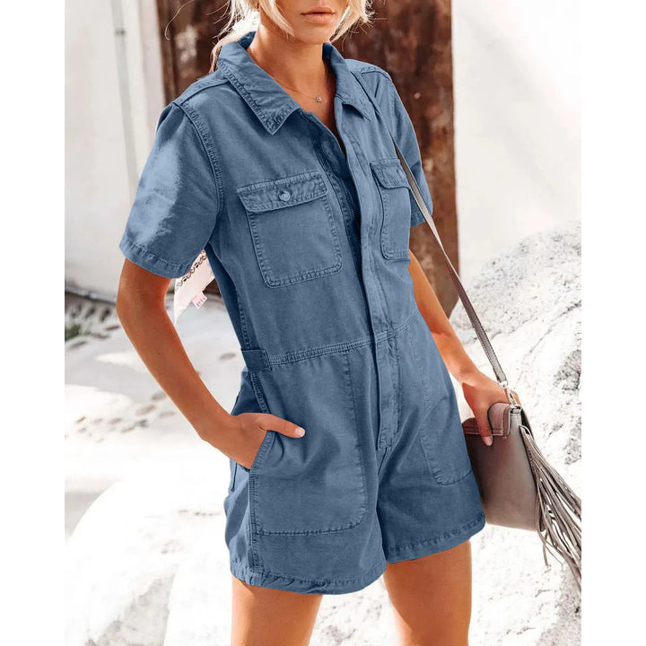 Damen Kurzoverall im lässigen Utility-Stil mit praktischen Taschen Drune